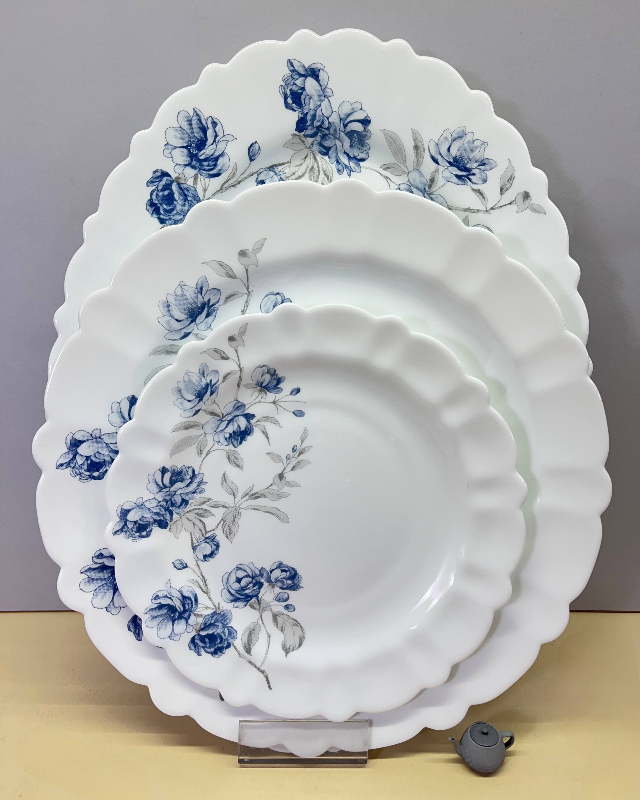 سرویس 25 پارچه آرکوپال طرح حلما آبی خاکستری