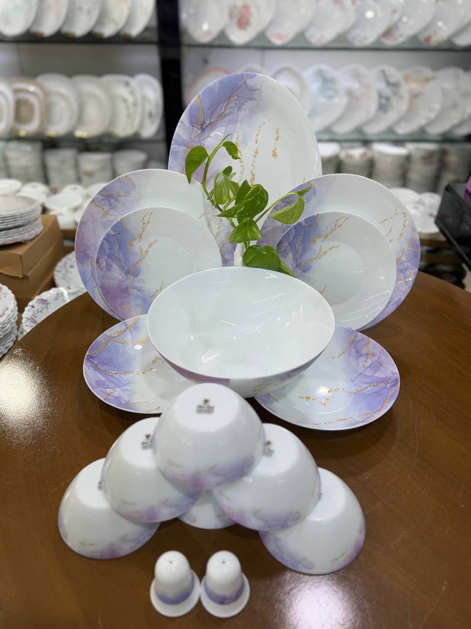 سرویس آرکوپال 28 پارچه پارس اپال کد 933 طرح اسکای بنفش